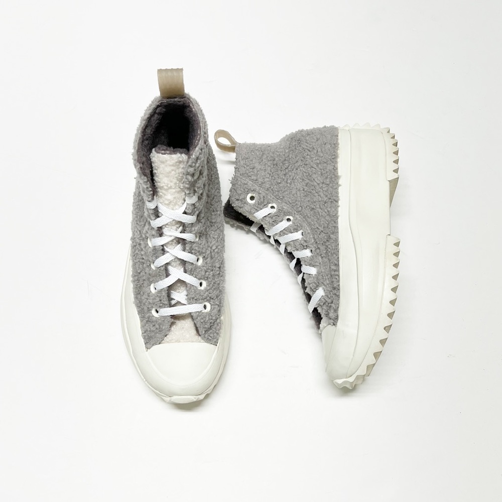 Converse Womens Purple Cream Sherpa Run Star Hike Lace Up Hightop Sneakers Sz 7